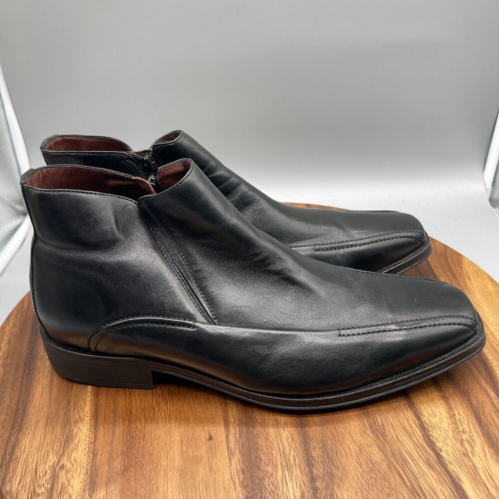 Johnston & Murphy Boots Mens 13 M Chelsea Ankle Black Leather Side Zip Shoes